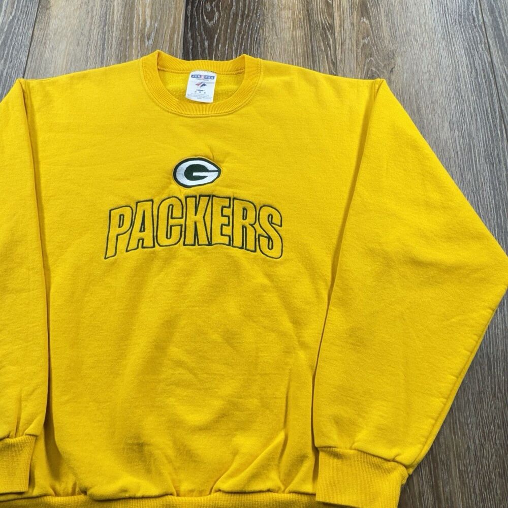 Vintage Green Bay Packers Sweatshirt Mens M Yellow NFL Football Team Y2K Sweater